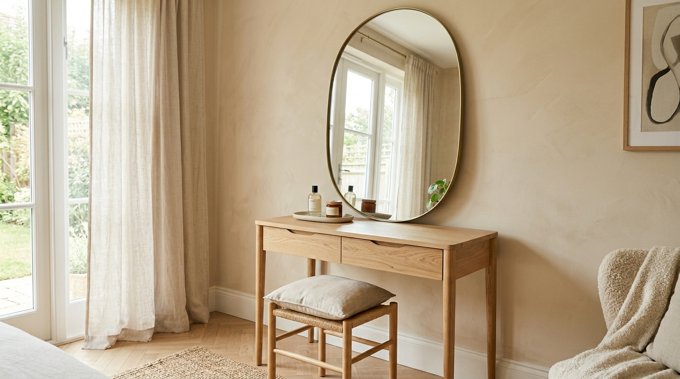 Use an oval mirror in a powder room for charm